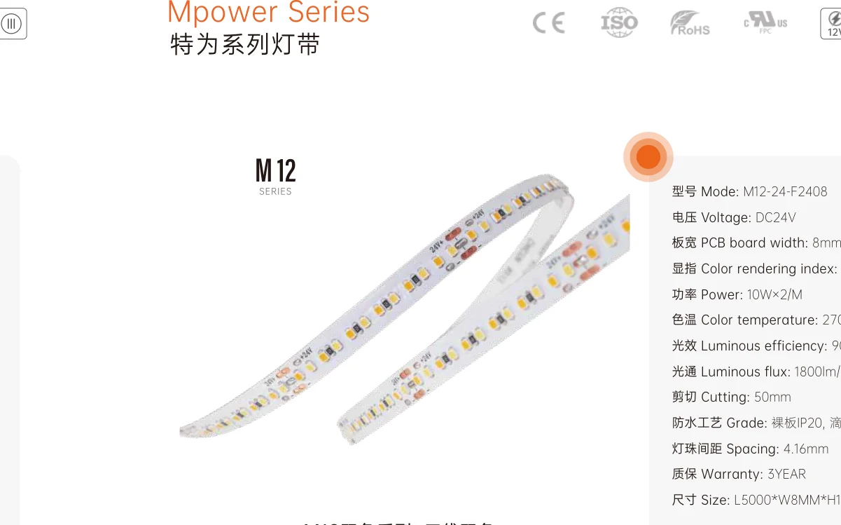 LED Strip Light M12-24-F2408